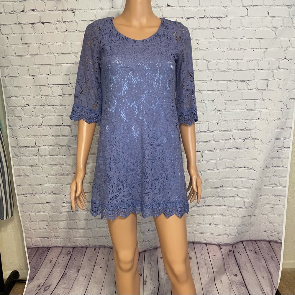 H & M Divide Mid Sleeve Lavender Lace Dress size 4 boho business casual